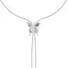 Pendentif Colliers Mode Argent Plaqué Gland Longue Chaîne Papillon Charme Collier Pour Femmes Egirl Esthétique Y2K Bijoux E2304
