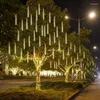 Strings 8 Tubes LED Meteor Shower Rain String Lights Waterproof Outdoor Christmas Decorative Tree Fairy Garland Light