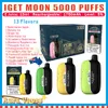 Iget Moon 5000 Puff e papierosy 13 ml strąka 5% Poziom 1750 mAh Puffs baterii 5000 jednorazowe pióro Vape