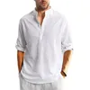 Camicie casual da uomo Camicia da uomo traspirante Elegante colletto alla coreana Top a maniche lunghe per la primavera autunno Band Beach Summer