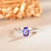 Klaster Pierścienie Vintage Natural Tanzanite Pierścień Kobiet 925 Sterling Srebrny Elegancki lekki luksusowy kamień z certyfikatem