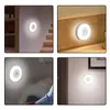 Night Lights Mini LED Soft Light Sensor USB Rechargeable Magnetic Base Wall Portable Round Dimming Lamp Room Decor