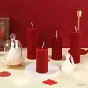 촛불 창조적 인 결혼식 향기 촛불 홈 장식 중심 긴 빨간 촛불 새해 홈 장식 양초 촬영 소품