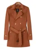 Coupe-vent mi-long pour hommes, trench-coat décontracté marron à double boutonnage, vestes fines pour printemps et automne, taille S-6XL 240108