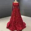 Kleider Funkelnde rote Pailletten Langarm Ballkleider für schwarze Mädchen Kristall Strass Hofschleppe Partykleid Robes De Bal blaue Feder s