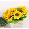 Decorative Flowers Artificial Flower Realistic Sun Floral Arrangements False Sunflowers Bouquets Fake Decoration For Offices Home