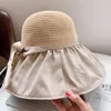 帽子帽子女性の夏のビッグブリムブラック接着剤バケツサンボウマスク