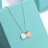 1L3C Designer Tiffansetpendant Halsband T Hem Precision Edition Pure Silver Smooth Face Double Heart Peach Pendant Necklace Collar Chain Designad av Femal