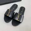 Diseñador de lujo para mujer, zapatillas para mujer, sandalias, zapatos, deslizamiento, moda de verano, chanclas planas anchas, tamaño de caja