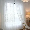 高品質の白い刺繍の花のスクリーンヨーロッパスタイルのボイルチュール薄い寝室のリビングルームの窓のカーテンカーテン240106