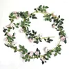 Decorative Flowers 2pcs 2Meter Artificial Rose Leaf Garland Ivy Vine Greenery For Wall Hanging Wedding Home Office Party Decoration