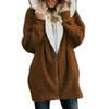 Ropa de mujer europea y americana de otoño e invierno Nuevo chaqueta de felpa para peluches con chaqueta de felpa con capucha con capucha