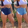 Jeans Nouveau 2022 été femmes jean taille haute bouton perruque jambe jean short décontracté femme coupe ample bleu Denim short Sexy Women Jeans