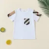 T-shirts d'été pour bébés garçons et filles, en coton, à manches courtes, de haute qualité, à col rabattu, à carreaux, vêtements pour enfants