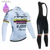 Cykeltröja uppsättningar -Thermal Fleece Cycling Clothes for Men GW Team Jersey Suits Outdoor Riding Bike Mtb Bib Pants Set Winterl240108