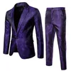 Men's Suits 2024 Autumn Personalized Trend Bright Face Dark Pattern Suit Nightclub One Button Lapel Set