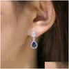 Dangle Chandelier Fashion Luxury Blue/White Pear Cz Drop Earrings New Engagement Ear Accessories For Women Fancy Anniversary Gift Deli Otckq