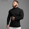 Men's Sweaters Spring Autumn Fashion Turtleneck Mens Thin Sweaters Casual Roll Neck Solid Pit Strip Slim Fit Sweaters Men Turtleneck Pullover T240108