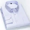 남성용 캐주얼 셔츠 긴 슬리브 격자 무늬 쉬운 관리 정규 적합 정식 줄무늬 남성을위한 공식 줄무늬 전면 주머니가있는 체크 무늬 사업