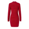 10040 XL 2024 Runway Dress Crew Neck Long Sleeve Red Kint Dress Empire Brand Same Style Dress Flora Print High Quality Womens Clothes ousha