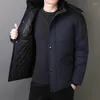 Jaquetas masculinas homens parkas ao ar livre blusão jaqueta de inverno algodão acolchoado grosso quente masculino parka cashmere forro chapéu destacável casaco