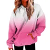 Kadın Hoodies Renk Gradyan Baskı Bayan Hat Kangaroo Kangar Shekin Terleme Moda Konforlu Sweatshirts 2024 Sonbahar Blokları