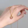 2024 neue Mode-Trend Einzigartiges Design Elegante Zarte Rosa Herz Zirkon Anhänger 14 k Gelb Gold Halskette Frauen Schmuck party Geschenk