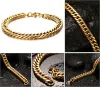 2024 New Trendy Cuban Bracelet Chain Man 14k Yellow Gold Golden Silver Color Hand Chain Link Bracelets For Men Women Jewelry Gift