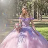 Роскошное бальное платье Quinceanera Dress 2024 с 3D цветочным принтом и бисером Милое Тюлевое платье принцессы Vestido De XV 15 Anos Вечернее платье для дня рождения