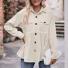 Blusas femininas soltas casual rua topo 2024 outono/inverno bolso único breasted moda cor sólida manga comprida camisa de veludo