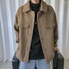 남성용 재킷 한국 코듀로이 재킷 슬림 패션 레트로 짧은 모직 코트 남자 스트리트웨어 느슨한 가을 캐주얼 남성 S-XL