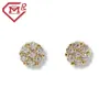 Brincos de flor cluster redondo moissanite diamante 925 prata esterlina parafuso traseiro brincos de hip hop