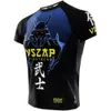 Vszap Jiu Shu Wolf Bushido T-shirt à manches courtes extensible pour hommes, séchage rapide, sport MMA, Fiess, entraînement de combat