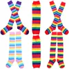 Ensemble de chaussettes pour femmes, 1 ensemble, arc-en-ciel, cuissardes hautes, chauffe-bras décoratifs au-dessus du genou pour Cosplay