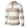 Men's Sweaters 2024 Autumn/Winter Stripe Contrast Knitted Sweater Long Sleeve POLO Classic Business Versatile