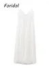 Abiti casual Elegante abito midi in pizzo bianco Estate donna senza maniche a vita alta Moda femminile A-line Vestito estivo 2024