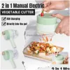 Fruit Vegetable Tools 4 In 1 Portable Electric Cutter Set Wireless Food Processor For Garlic Pepper Chili Onion Celery Ginger Meat Dhivr