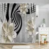 Elegant and Fashionable Fantasy Pearls Diamonds Bouquet 3D Style Shower Curtain with Bath Rug Carpet Set Home Bathroom Decor 240108