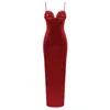 Robes décontractées VC Robe de Noël rouge pour femmes Rose Shape Design Spaghetti Straps Glitter Paillettes Cocktail Party Long Slip Robes