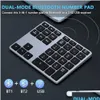 Tangentbord trådlöst nummer pad uppladdningsbart Bluetooth-numeriskt tangentbord för Windows 35-Keys Aluminium Numpad Keypad Accounters HKD230825 OTTEE