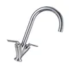 Bathroom Sink Faucets Kitchen Tap Solid Brass Dual Lever 360 Degrees High Arch Single Hole Spout Waterfall Faucet Restaurant