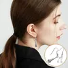Boucles d'oreilles pendantes micro cadeau pour les amateurs de musique Microphone Note pendentif goutte femmes asymétrique suspension Miss