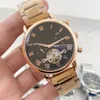 Nowy pięciopinowy wielofunkcyjny duży zegarek na koła zamachowy automatyczny ruch mechaniczny Zegarek Watch Watch Stal Watch Watch Strefę Tez