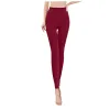 Leggings caldi e spessi da donna autunno inverno Pantaloni elastici in pile elasticizzato color carbone spazzolato