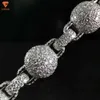 Hiphop bling smycken isad ut hög kvalitet moissanite sterling sier rund bollkedja halsband