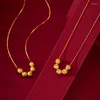 Pingentes 24k puro amarelo ouro cor fosco sorte contas colares para mulheres menina ouro chocker corrente casamento jóias finas presentes não desbotar