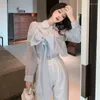 Women's Two Piece Pants 2024 Summer French Simple Style Women Sexy Light Luxury Shirt Suit Boutique Fashion Clothing Set