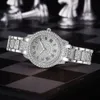 Orologi di lusso con diamanti in cristallo pieno Set di braccialetti Uomo Donna Relojes Para Mujer Orologio da polso con cintura in acciaio dorato alla moda