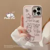 Obudowy telefonu komórkowego dla iPhone'a 11 12 13 14 Pro Max 7 8 Plus Creative Cartoon Rękopis kreskówkowy Cat Butterfly Anti-Fall Case for iPhone X XR ShellL240105