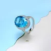 Cluster Rings Luxury Sea Blue Treasure Ring 925 Silver Swis